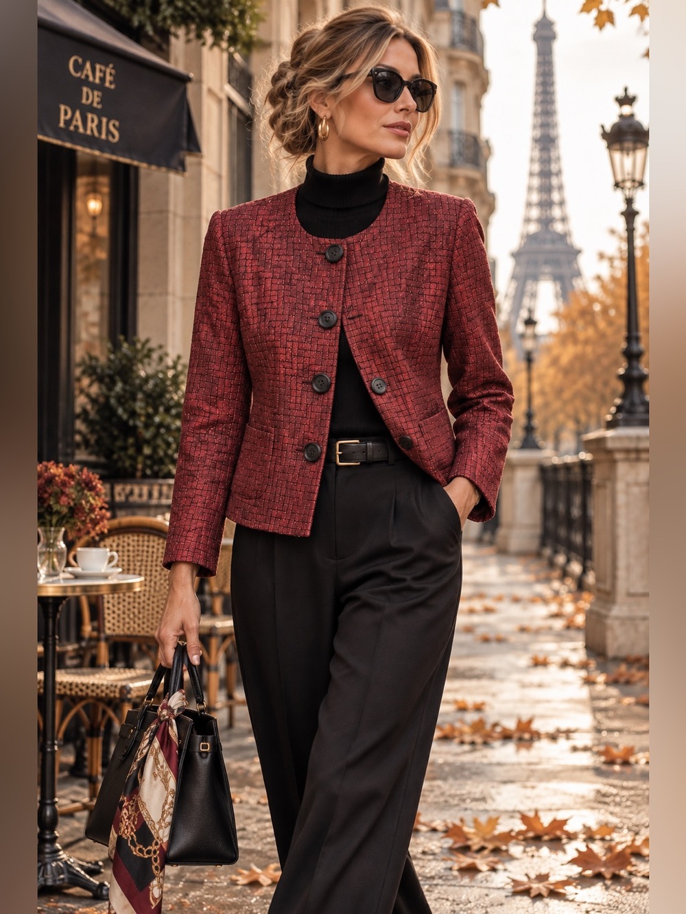 TanJay Burgundy/Red Textured Blazer
